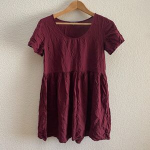 Brandy Melville Nicolette Baby Doll Dress One Size OS Lightweight Burgundy
